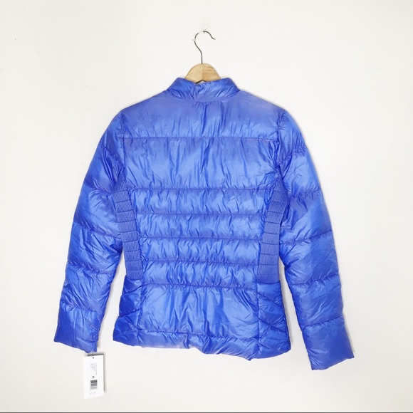 NWT Via Spiga Blue Smocked Quilted Puffer Coat - Picture 5 of 10
